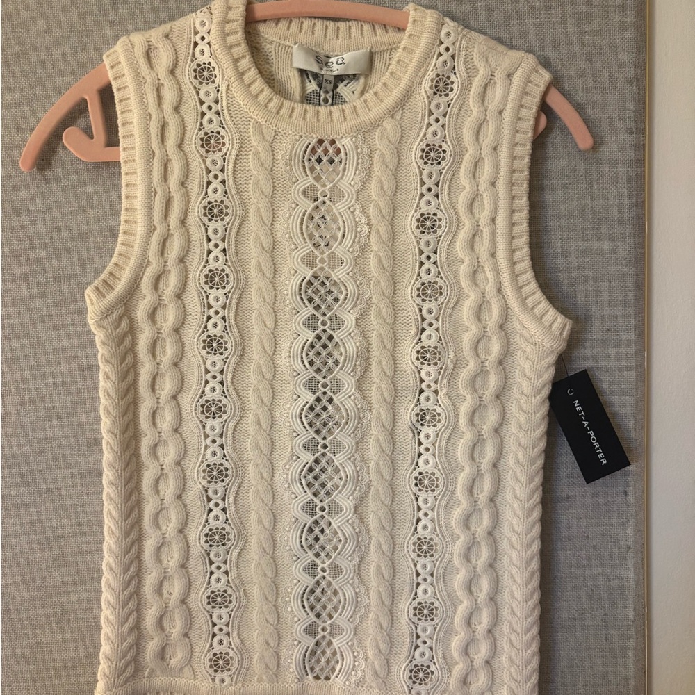 Sea Cream Knit Sleeveless Sweater